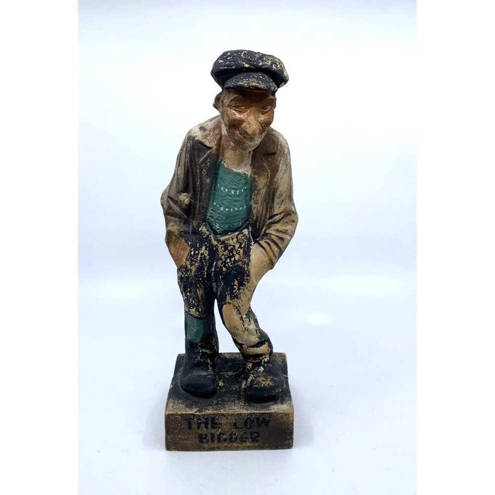 Vintage Chalkware “The Low Bidder” Folk Art Contractor Figure 11” Plaster Hollow
